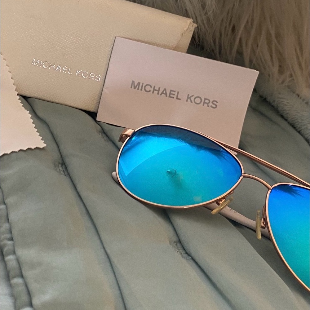 Women’s Michael Kors Aviator Sunglasses with Blue Lenses. Like New.